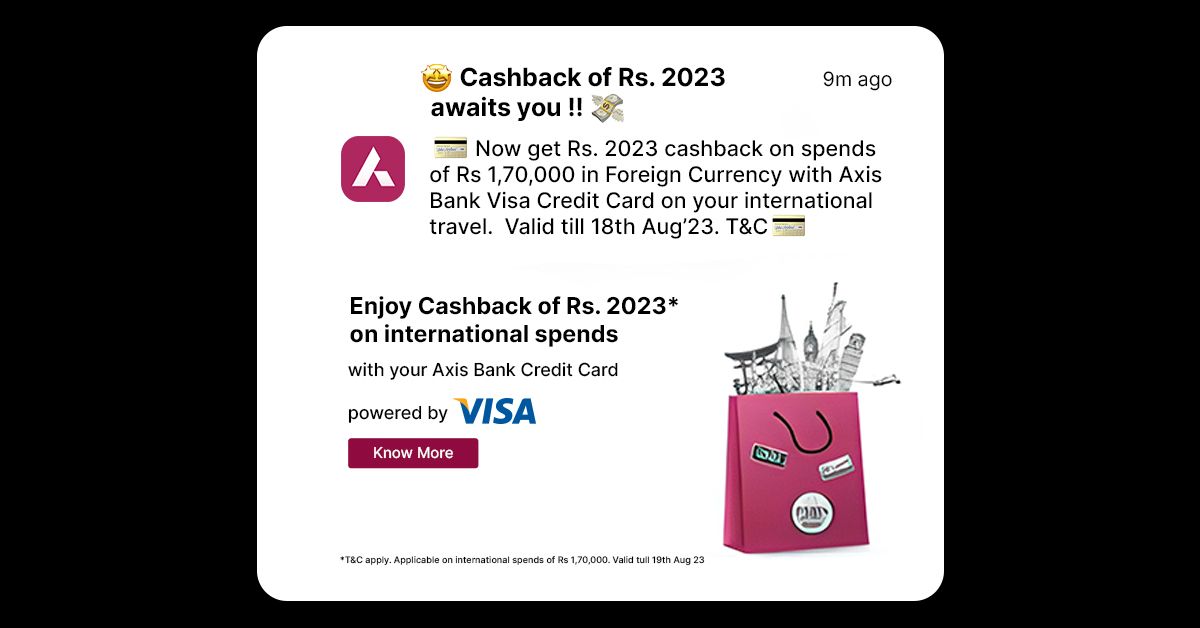 Visa Cashback Campaign on Axis Bank Credit Cards post