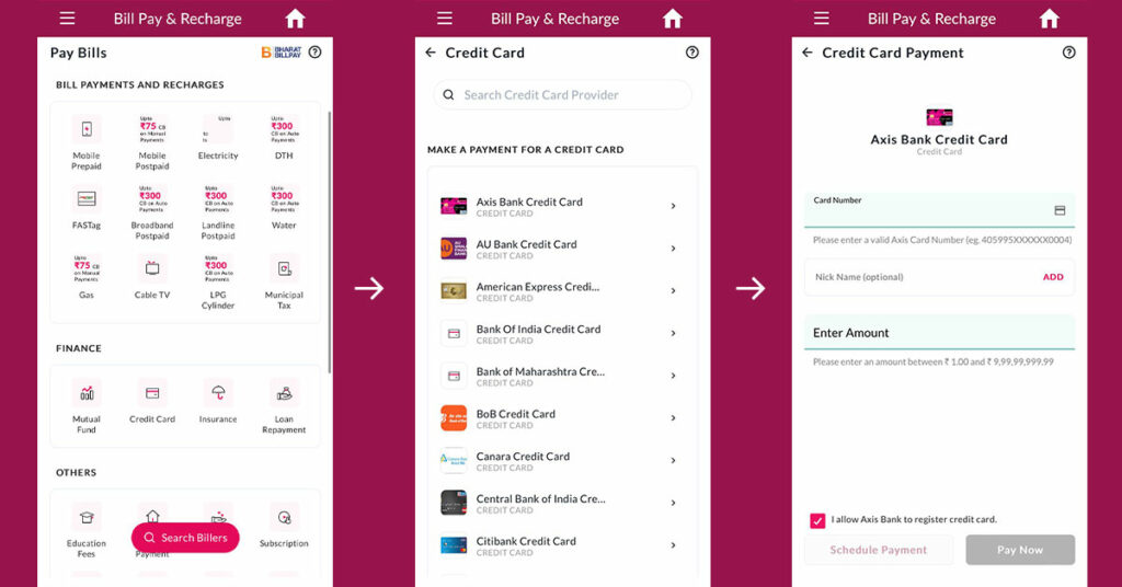 Axis Bank Credit Card Bill Payments Online