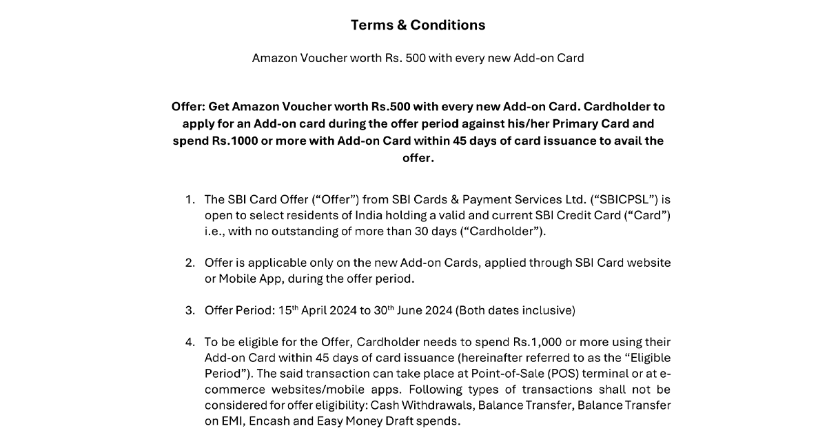 SBI-Add-on-Card-Offer