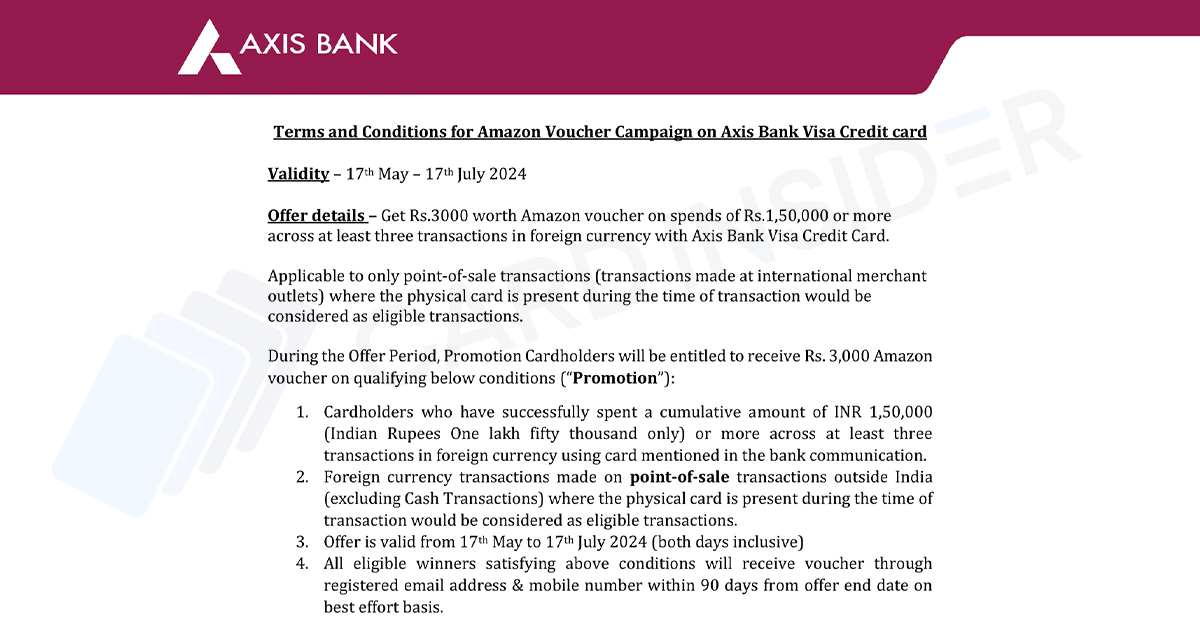 Axis Bank Earn ₹3,000 Amazon Vouchers