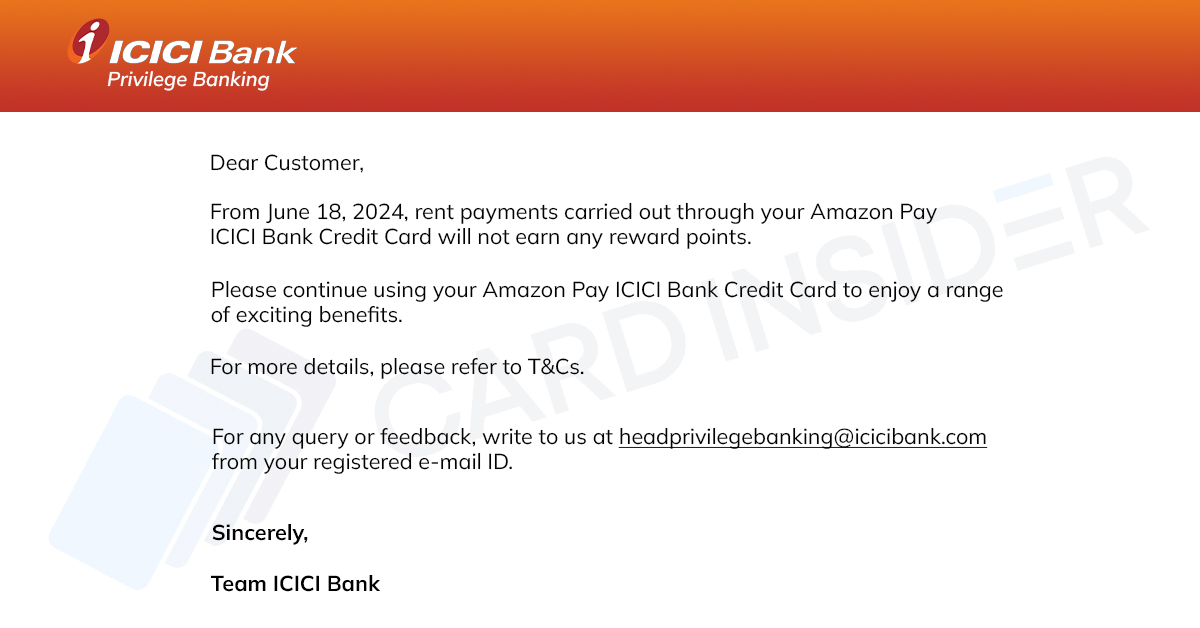 No Rewards for Rent Payments With Amazon Pay ICICI Bank Credit Cards