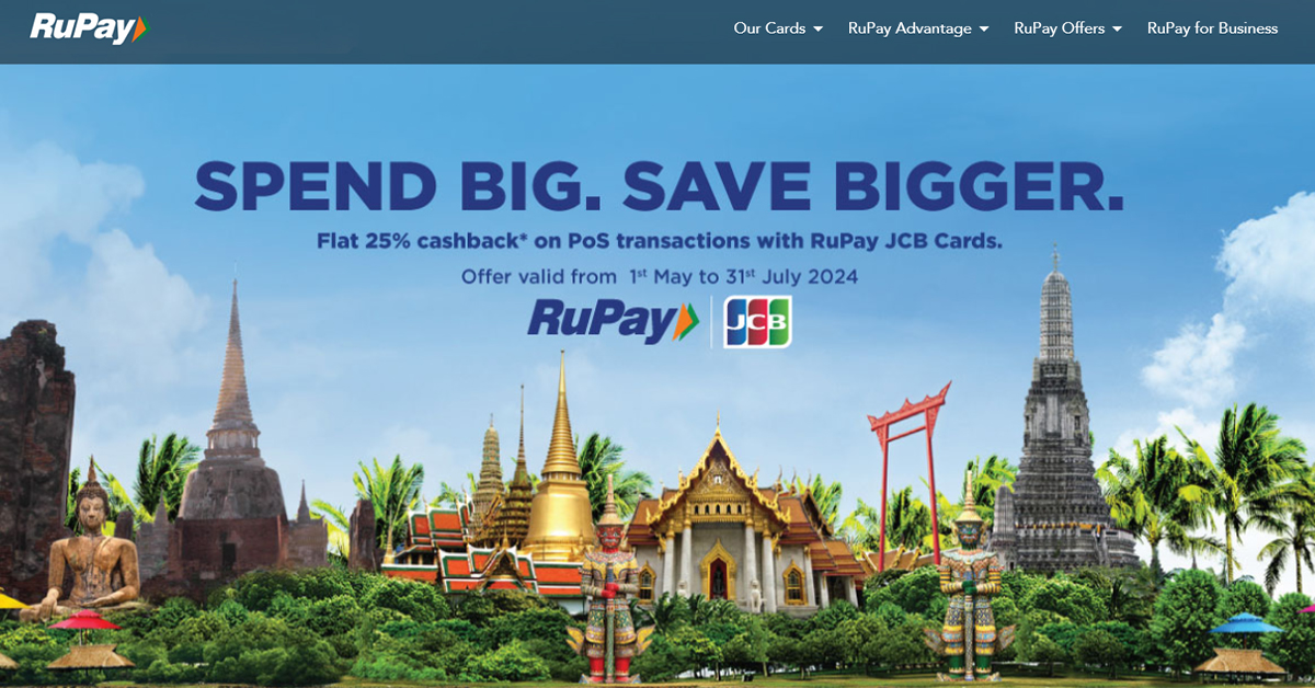 Cashback With JCB RuPay Credit Cards